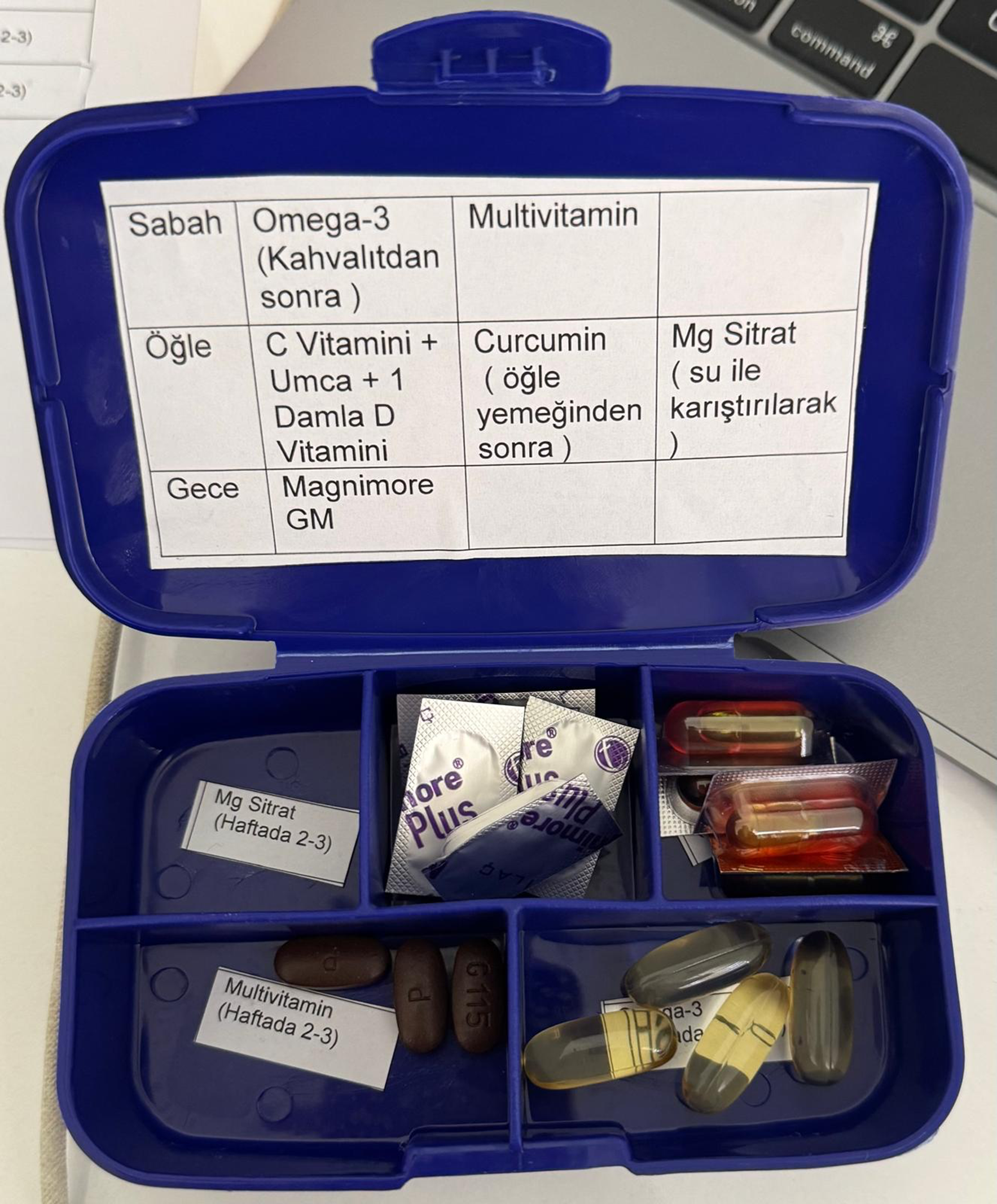 Vitamin pillbox içerik